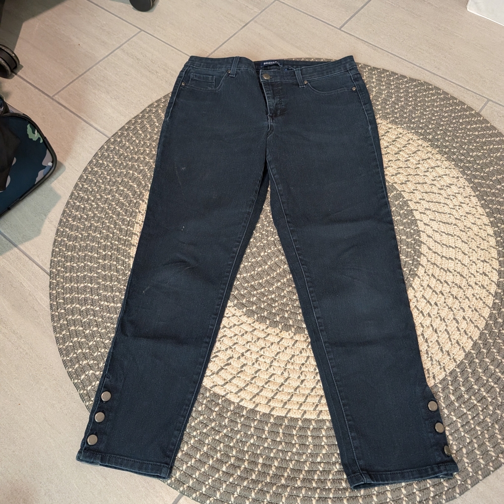 Women's Black Jeans with Button Detail